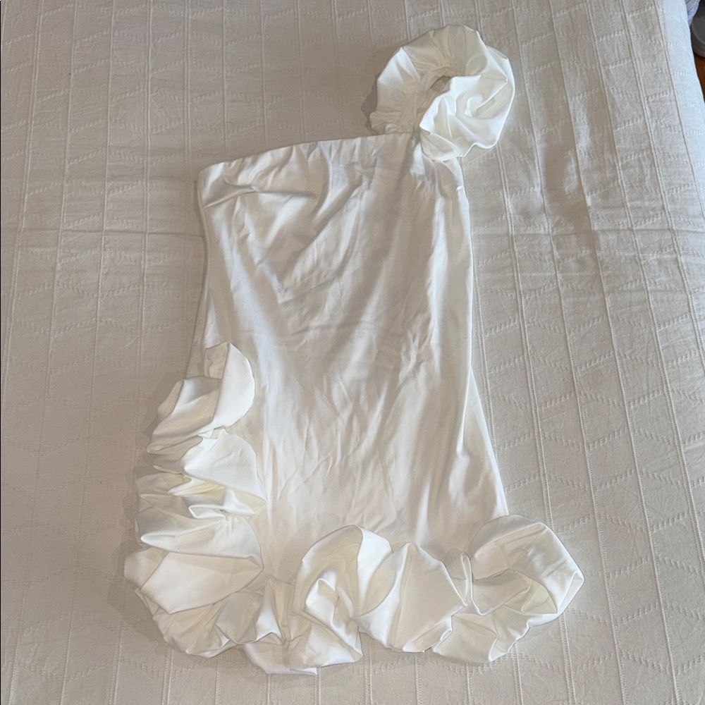 White Ruffled One-Shoulder Dress